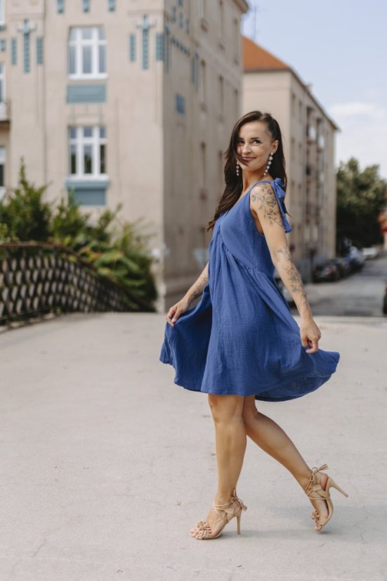 Šaty "Aura" MAMA A DCÉRA - kráľovská modrá