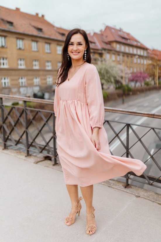 Ľanové šaty "Boho Breeze" - ružová