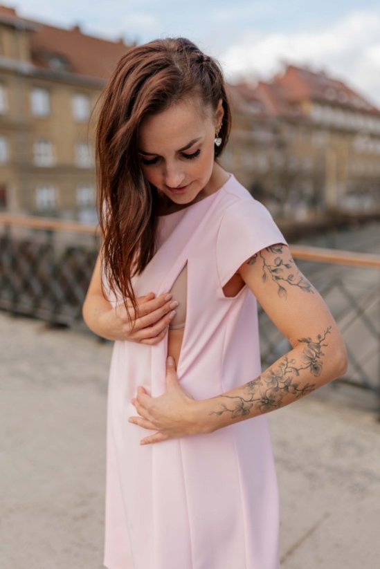 Elegantné šaty – MAMA A DCÉRA –bledo ružové - Veľkosť: XXS