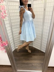 Ľanové šaty "Aurela romantika" - baby blue