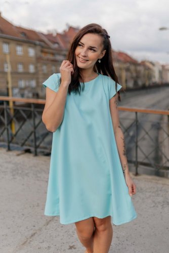 Elegantné šaty na dojčenie – bledo modré - Veľkosť: 3XL/4XL