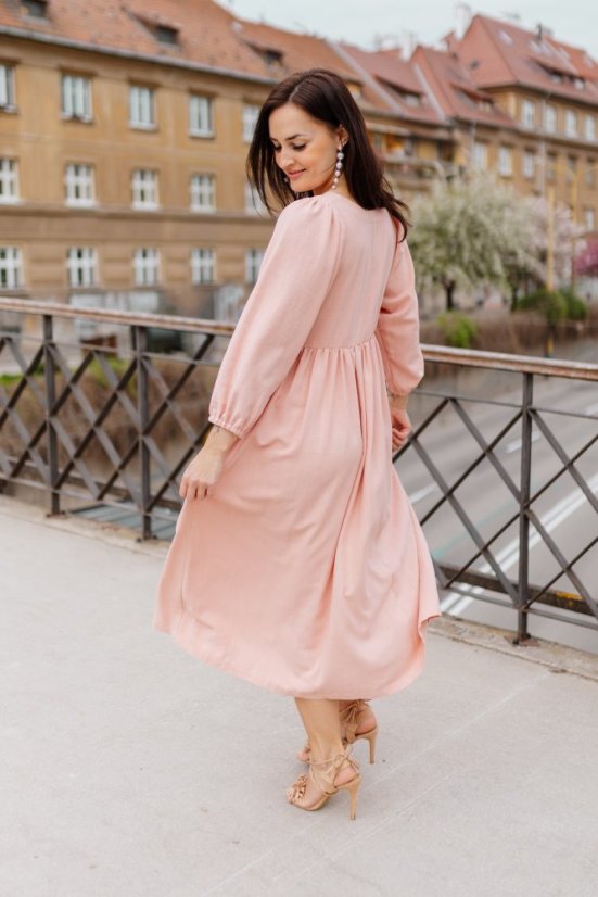 Ľanové šaty "Boho Breeze" - ružová