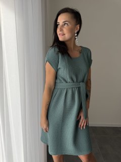 Bavlnené šaty "Waffle" - dark mint