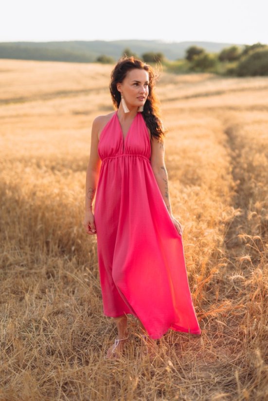 Mušelínové šaty Aria - fuchsia