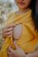 Ľanové MIDI šaty na dojčenie – horčicové