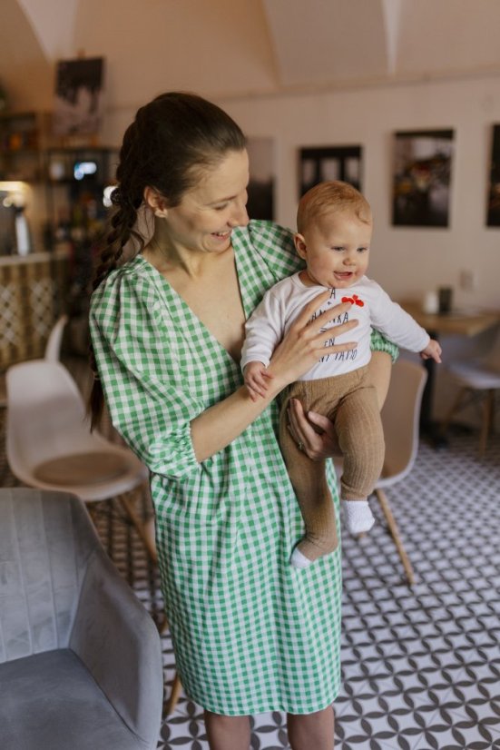 Šaty na dojčenie "Tartana" - zelené