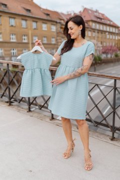 Bavlnené šaty "Waffle" - MAMA A DCÉRA – light blue