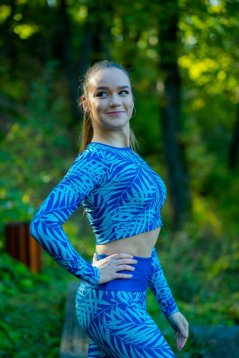 Funkčný crop top s dlhým rukávom – mint leaves