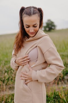 Hoodie mikina na dojčenie – Béžová