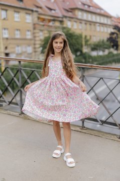 Dievčenské mušelínové šaty "Aura" - kvety