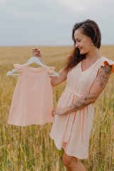 Tričkové šaty MAMA a DCÉRA – marhuľková