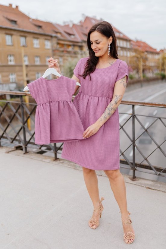 Bavlnené šaty "Waffle" - MAMA A DCÉRA – Mauve
