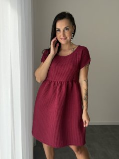 Bavlnené šaty "Waffle" - berry