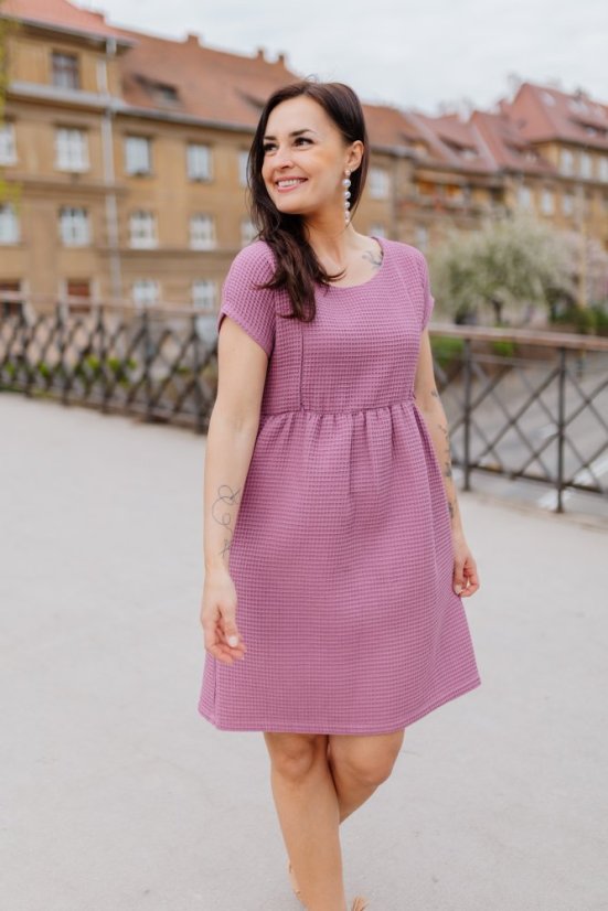Bavlnené šaty "Waffle" - MAMA A DCÉRA – Mauve