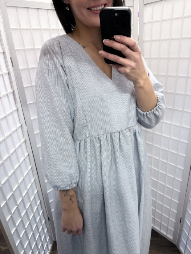 Ľanové šaty "Boho Breeze" - pásiky