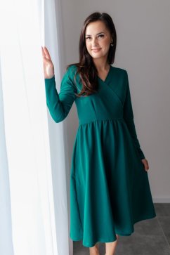 Zavinovacie MIDI šaty – petrolejová