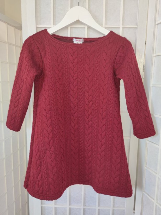 Dievčenské svetríkové šaty - bordové - Veľkosť detské oblečenie: 116-122