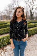MATCHY úpletové tričko - zlaté srdiečka na čiernej
