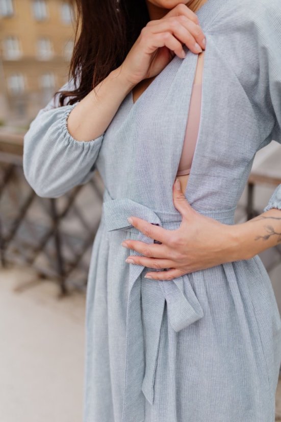 Ľanové šaty "Boho Breeze" - pásiky
