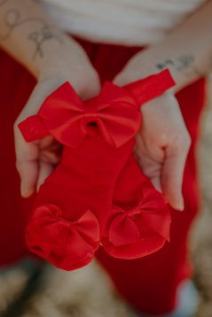 BABY set - ponožky a čelenka - červené