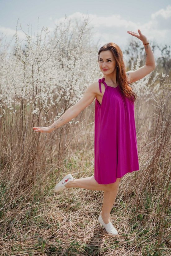 Bambusové šaty na dojčenie – fuchsia
