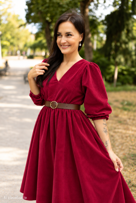 Šaty "Boho Menčester" - bordová