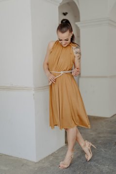 Bambusové šaty na dojčenie – karamel - tmavší