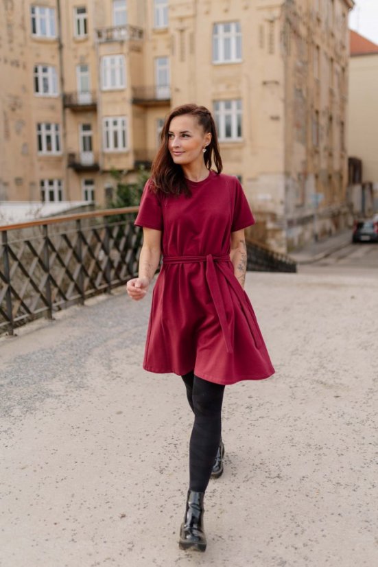 Šaty "Luna" Basic - MAMA a DCÉRA – Bordové