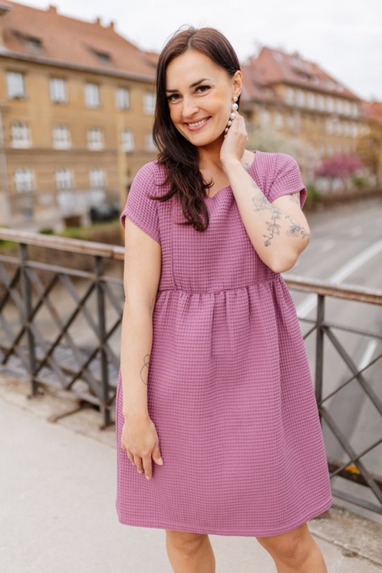 Bavlnené šaty "Waffle" - MAMA A DCÉRA – Mauve