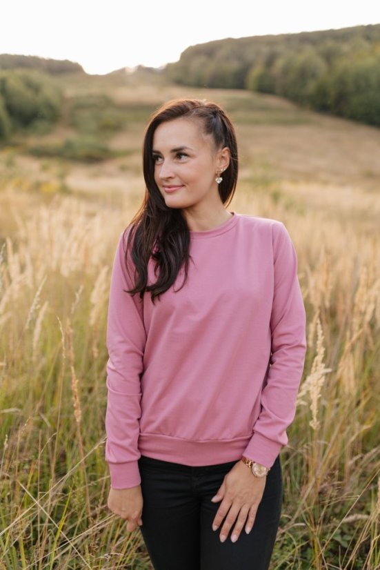 Dámska tenká mikina - tmavá staroružová - Veľkosť: M/L