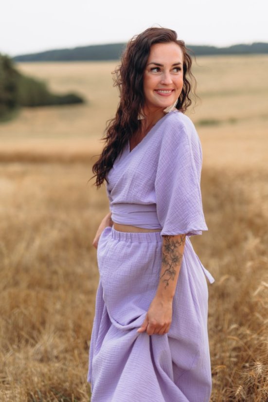 Mušelínový kimono top Elia comfy - lila