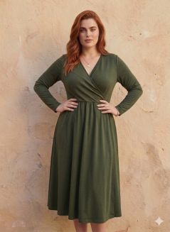 Zavinovacie MIDI šaty – khaki
