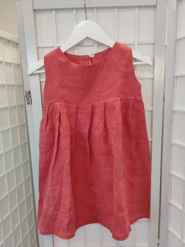 Dievčenské ľanové šaty - lososové - Veľkosť detské oblečenie: 92-98