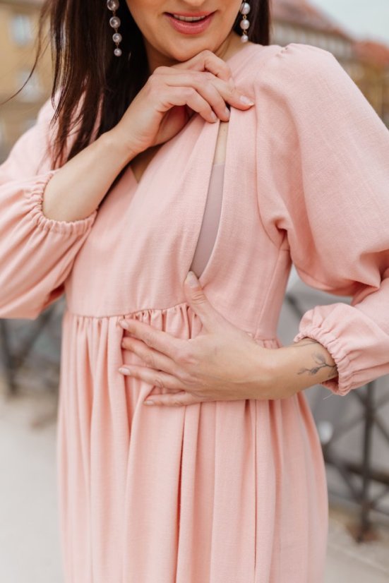 Ľanové šaty "Boho Breeze" - ružová
