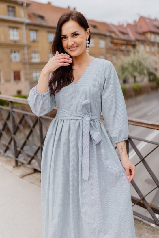 Ľanové šaty "Boho Breeze" - pásiky
