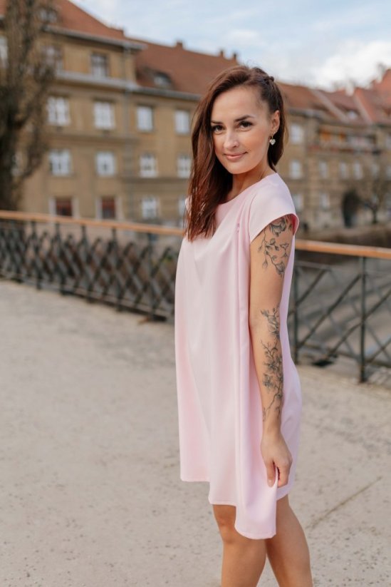 Elegantné šaty – MAMA A DCÉRA –bledo ružové - Veľkosť: M/L