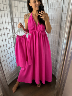 Mušelínové šaty Aria - MAMA  a DCÉRA - fuchsia
