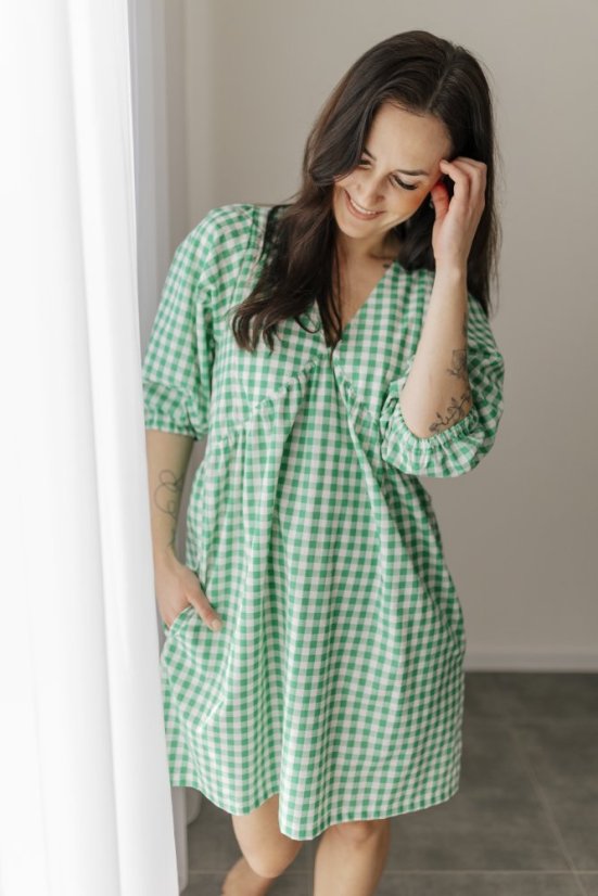 Šaty na dojčenie "Tartana" - zelené