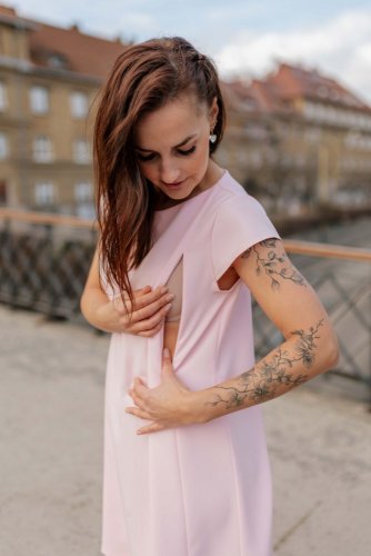 Elegantné šaty – MAMA A DCÉRA –bledo ružové - Veľkosť: XS/S