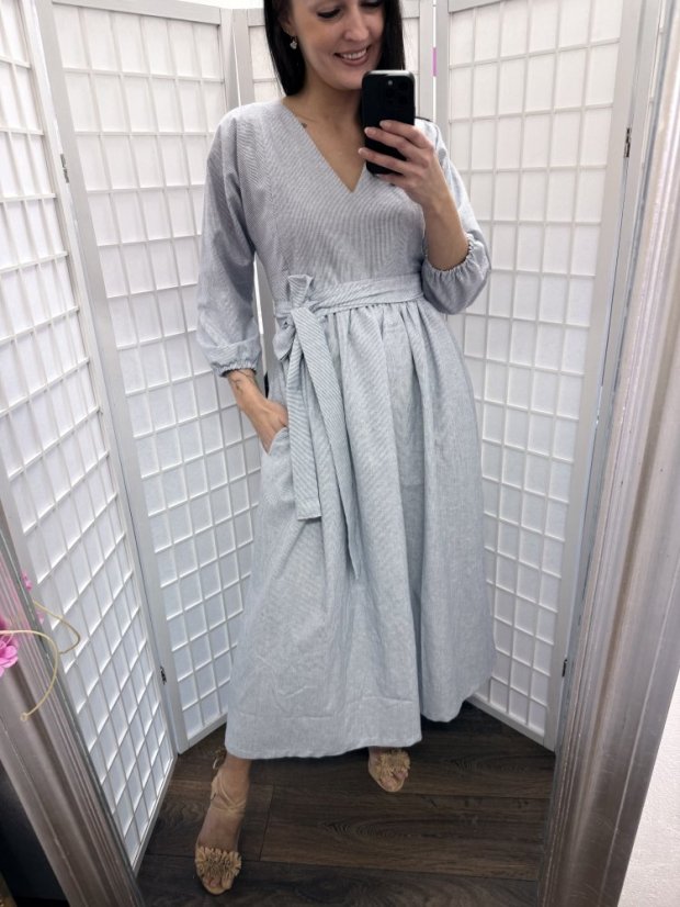 Ľanové šaty "Boho Breeze" - pásiky