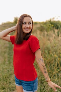 Mušelínová blúzka/tričko - červené