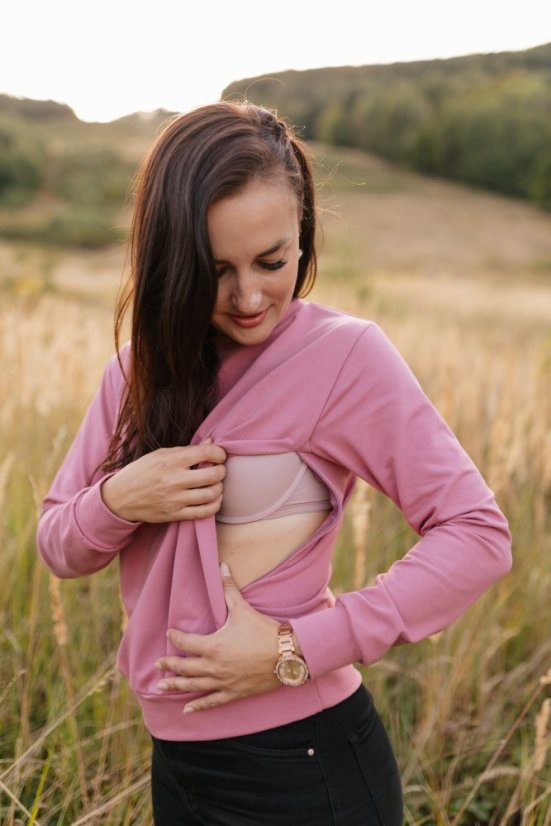 Dámska tenká mikina - tmavá staroružová - Veľkosť: M/L