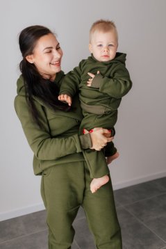 Teplá tepláková súprava s kapucňou - MAMA a MINI - rôzne farby
