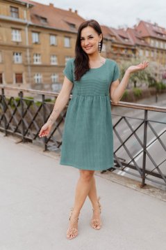 Bavlnené šaty "Waffle" - dark mint