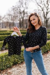 MATCHY úpletové tričko - zlaté srdiečka na čiernej