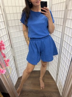 Mušelínový krátky set - royal blue