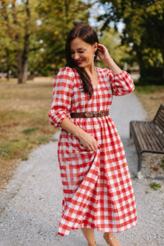 Šaty "Boho Flanel" - červené káro