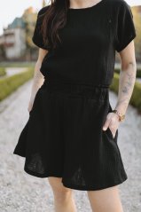 Mušelínový krátky set - čierny