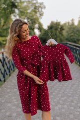MIDI teplákové šaty MAMA a DCÉRA – zlaté srdiečka na bordovej