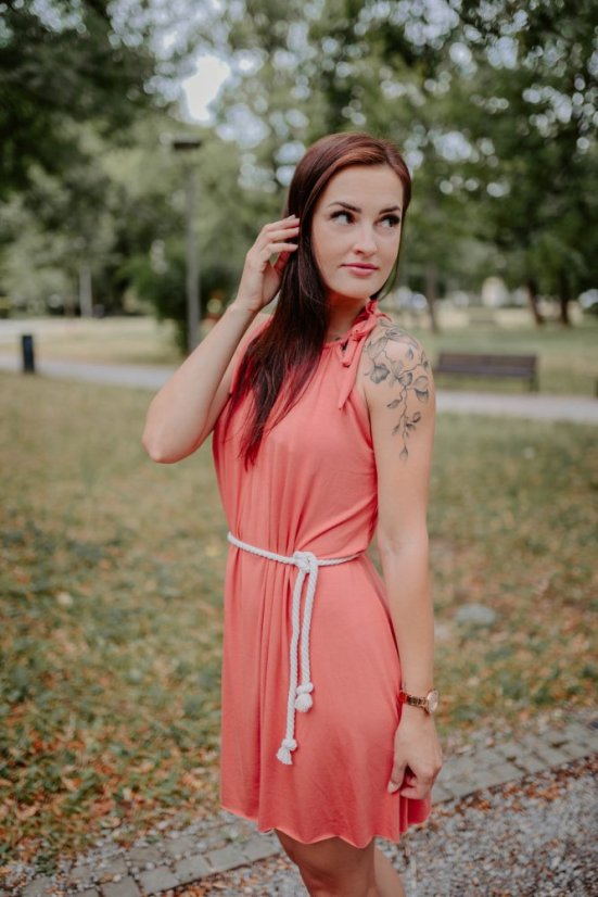 Bambusové šaty na dojčenie – marhuľková - Veľkosť: UNI, Dĺžka: MIDI